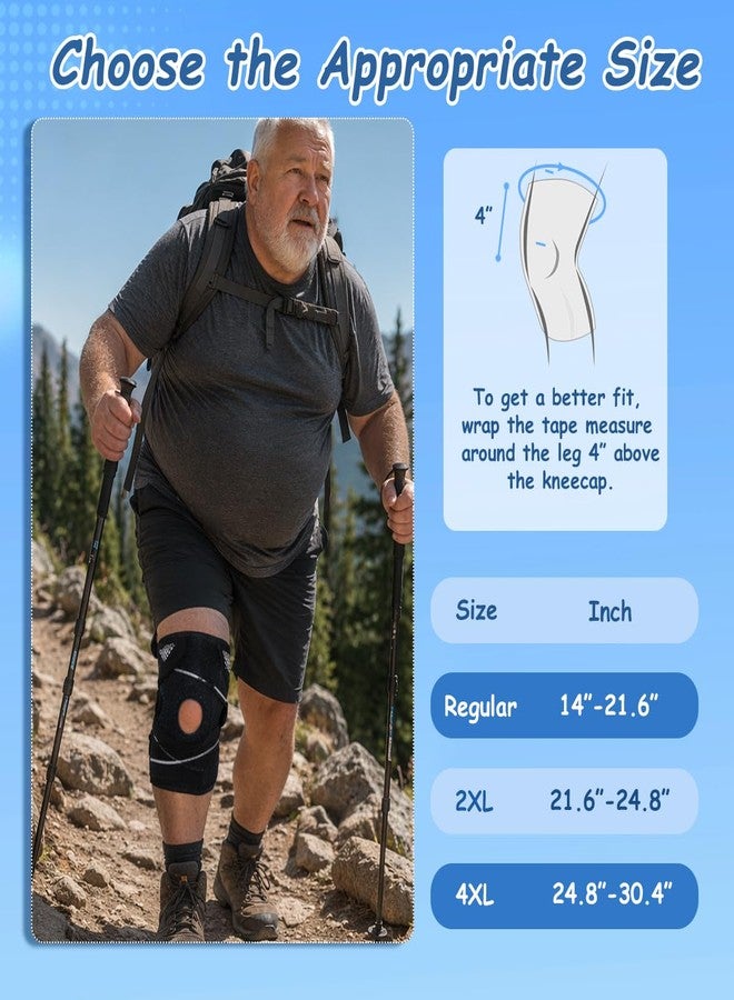 King Mills Extra Large Knee Brace Plus Size for Women & Men Meniscus Tear, Knee Pain or Arthritis, Knee Brace for Women Plus Size with Dual Side Stabilizers & Patella Gel Pad, 4XL Black & Red - Image 3