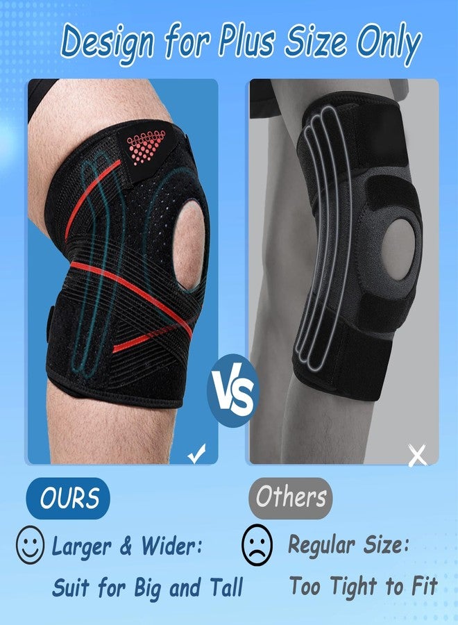 King Mills Extra Large Knee Brace Plus Size for Women & Men Meniscus Tear, Knee Pain or Arthritis, Knee Brace for Women Plus Size with Dual Side Stabilizers & Patella Gel Pad, 4XL Black & Red - Image 2