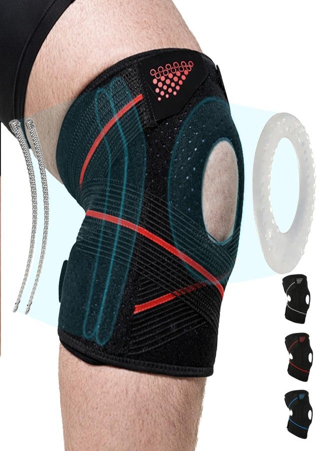 King Mills Extra Large Knee Brace Plus Size for Women & Men Meniscus Tear, Knee Pain or Arthritis, Knee Brace for Women Plus Size with Dual Side Stabilizers & Patella Gel Pad, 4XL Black & Red - Image 1