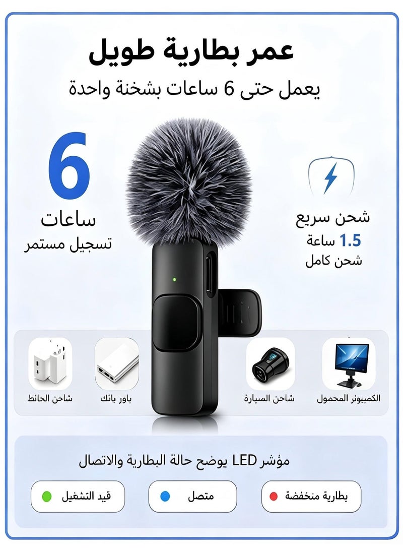 BlueHole Portable Wireless Lavalier Microphone, Dual Windshield Noise‑Reduction for Live Streaming, Interviews & Short‑Video Recording - Image 2