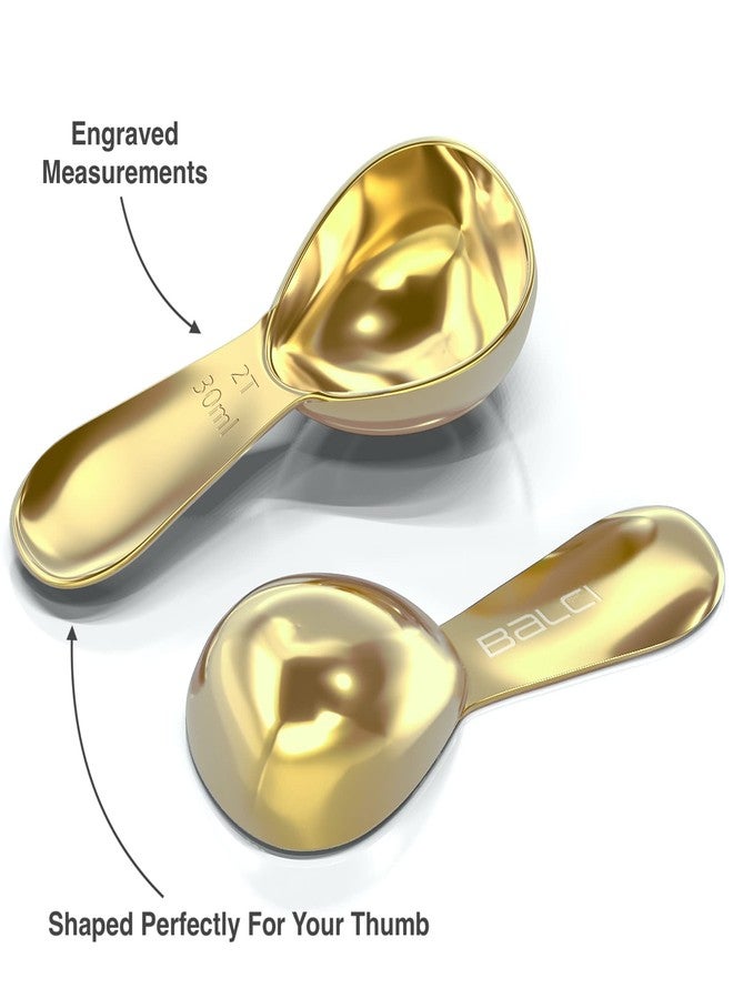 BALCI - Stainless Steel Coffee Scoop Set (2&2 Tablespoon, 30ml and 30ml) Exact Measuring Spoons for Coffee, Tea, Sugar, Flour and More! - Gold … - Image 3