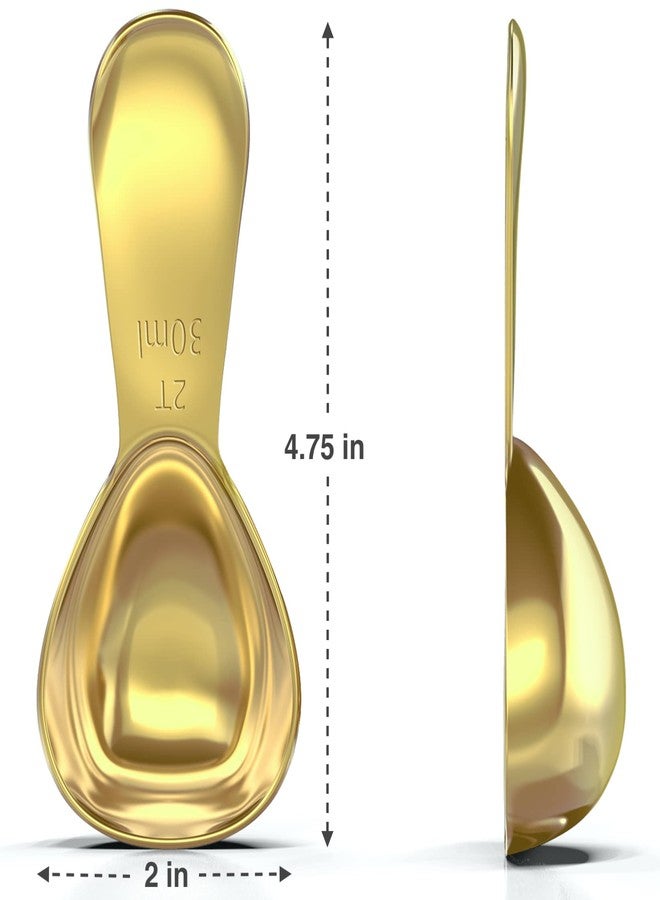 BALCI - Stainless Steel Coffee Scoop Set (2&2 Tablespoon, 30ml and 30ml) Exact Measuring Spoons for Coffee, Tea, Sugar, Flour and More! - Gold … - Image 2