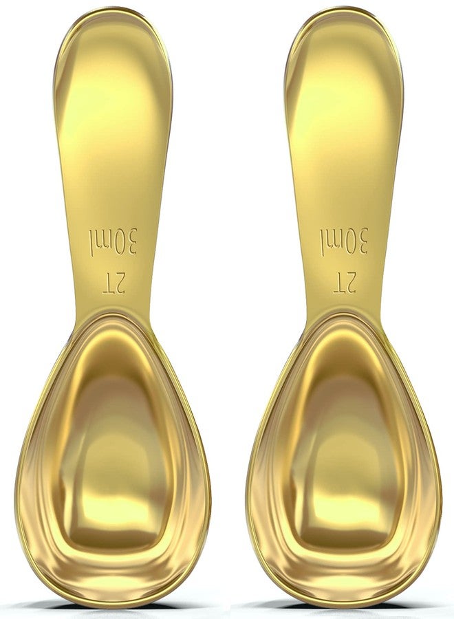 BALCI - Stainless Steel Coffee Scoop Set (2&2 Tablespoon, 30ml and 30ml) Exact Measuring Spoons for Coffee, Tea, Sugar, Flour and More! - Gold … - Image 1