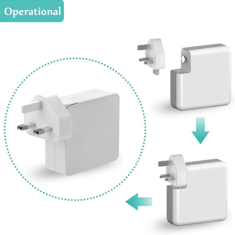 Tobo UK Plug Duckhead AC Adapter, Compatible with All Macbooks USB-C Power Adapters, Replacement UK 3 Pin AC Power Adapter for MacBook Pro, Air, i-Book, i-Phone, i-Pod - Image 3