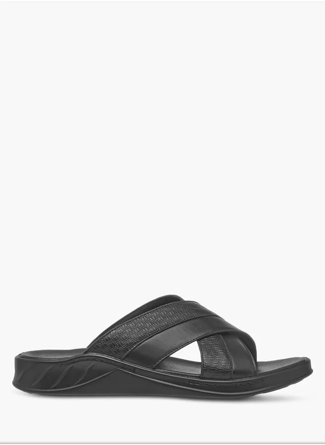 ال بي ال من شو اكسبرس Mens Textured Cross Strap Slip-On Arabic Sandals Ramadan Collection