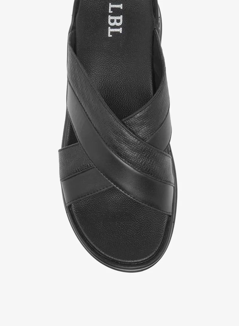 LBL by Shoexpress BLACK Textured Cross Strap Slip-On Comfort Arabic Sandals for Men | Best Price UAE