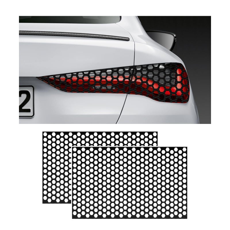 Dickno 2PCS Car Rear Tail Light Lamp Stickers Honeycomb Type Decal 189118 Universal DIY Self Adhesive Tint Film Taillight Sheet Car Rear Tail Light Headlight Taillight Cover Trim Carbon Fiber - Image 3