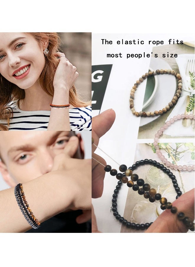 6 PCS 4mm Mini Semi-Precious Gemstone Beaded Bracelets for Men & Women - Adjustable Elastic Healing Crystal Jewelry Gifts - Image 2