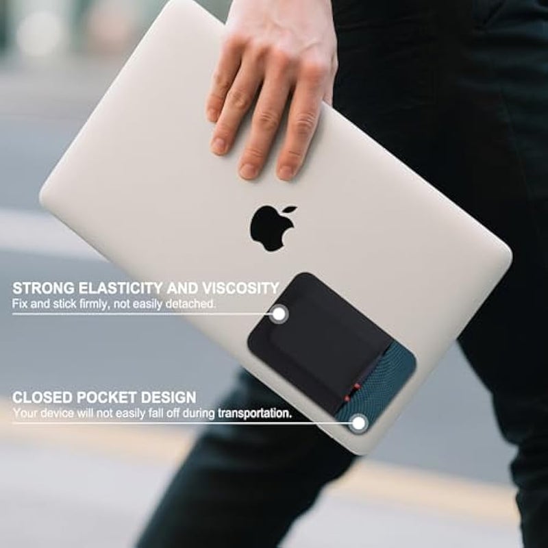 Portable Hard Drive Sleeve for Laptop, Stick on Pouch with Reusable Adhesive, for SanDisk, Samsung, Crucial, Portable External Solid State Drive SSD Hard Drive Carrying Case Closed Pocket, Black - Image 3