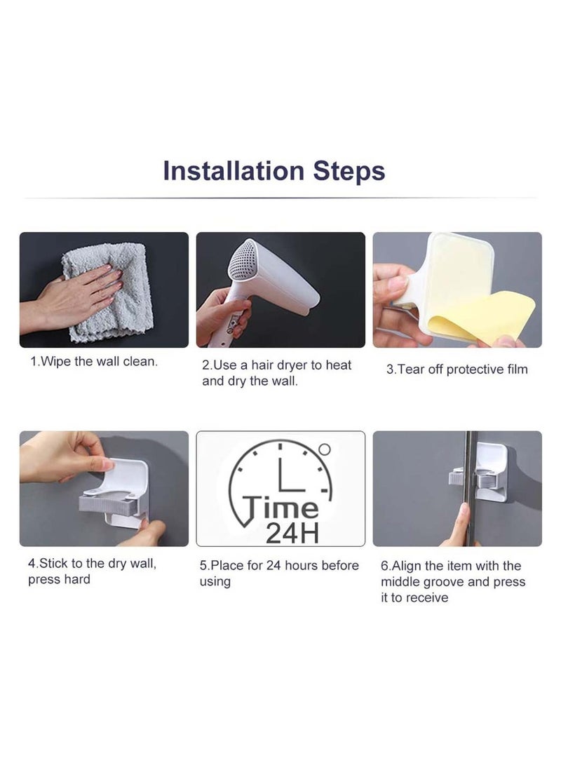 SYOSI Broom Holder Sturdy Wall Mount Gripper Holds Self Adhesive No Drilling Super Anti-Slip and Dustpan Hanger for Home Kitchen Garden Garage Storage Systems 6 PCS - Image 5