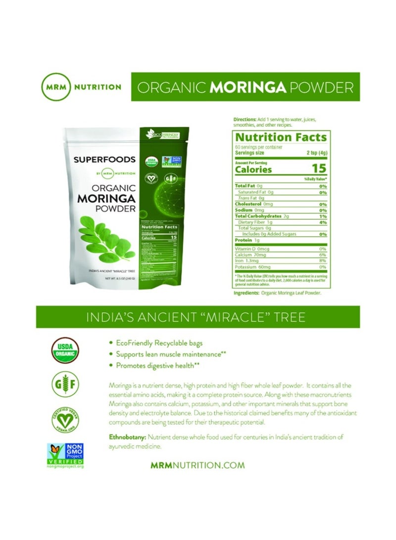 Mrm Super Foods Raw Organic Moringa Leaf Powder 8.5 Oz - Image 4