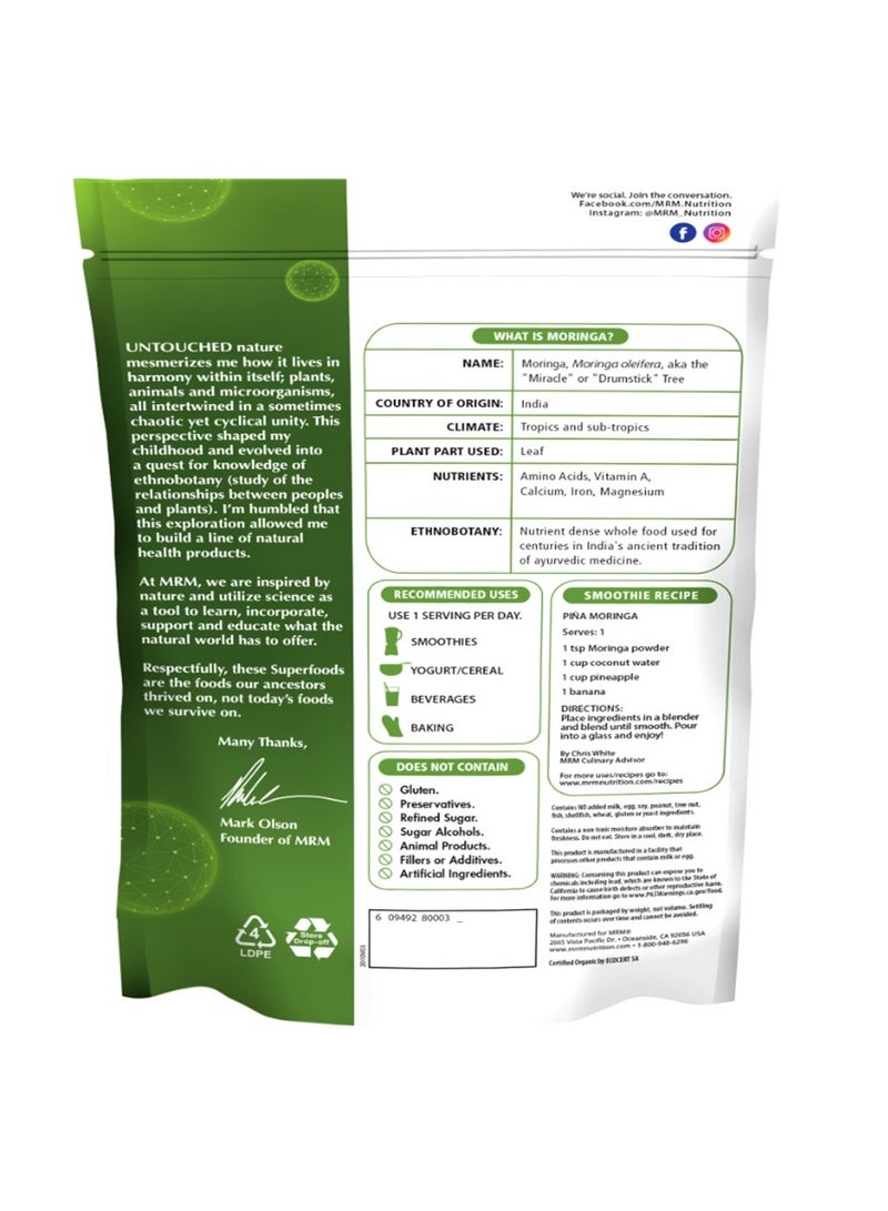 Mrm Super Foods Raw Organic Moringa Leaf Powder 8.5 Oz - Image 5