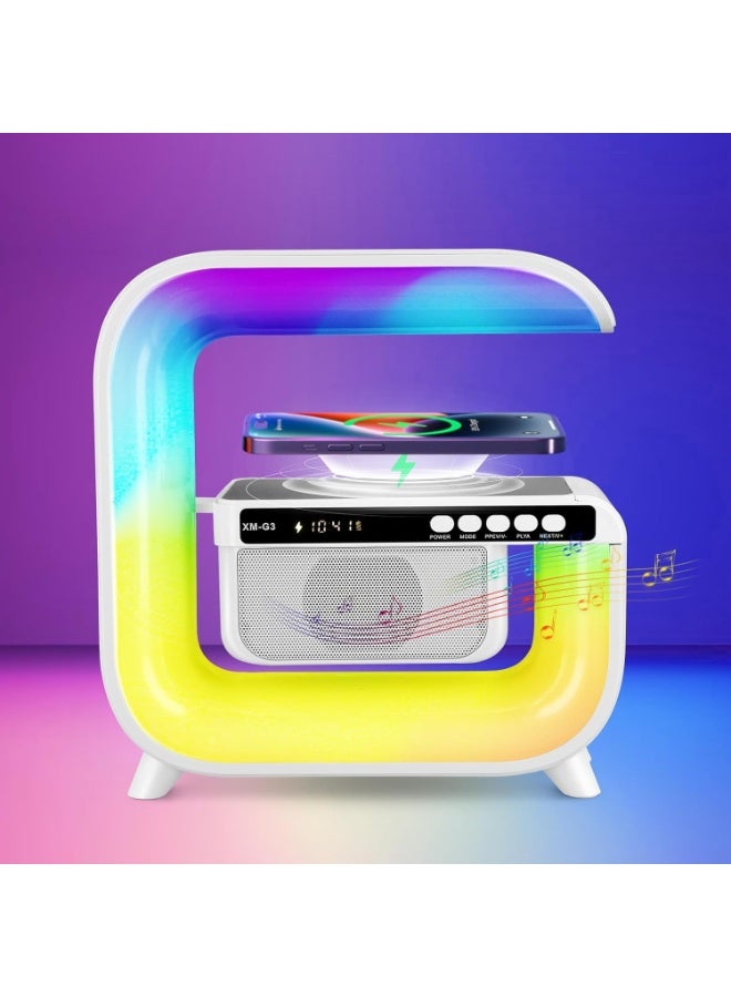 ريتش لايف مصباح ذكي مع مكبر صوت بلوتوث وشاحن لاسلكي، إضاءة RGB متغيرة الألوان، ضوء ليلي قابل للتعتيم - Image 1