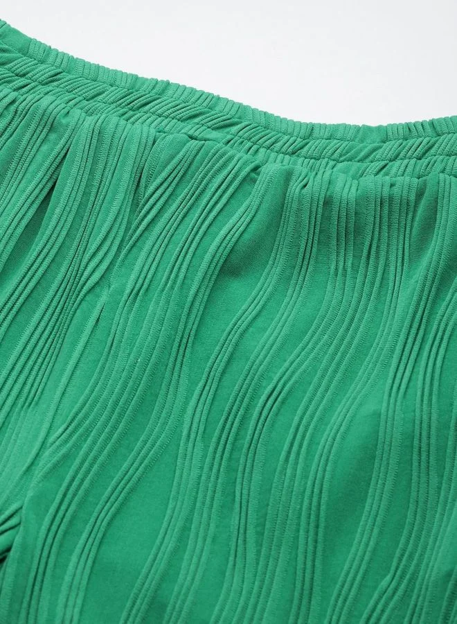 Freehand  Women Straight Fit Textured Sleeveless Mid Rise Top and Pant Co-Ord Set  | Best Price UAE