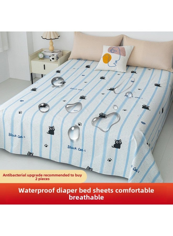 Waterproof Bed Sheet Cat Urine Hair Bed Cover Urine-Resistant Baby List Machine Washable Urine-Proof Cover Dog Rabbit Pet Cover Urine Pad-Color:Little Black Cat-[waterproof And Breathable For All Seasons]-Specifications:Single Bed Sheet-60x110cm (applicable To Children's Beds)  - Image 1