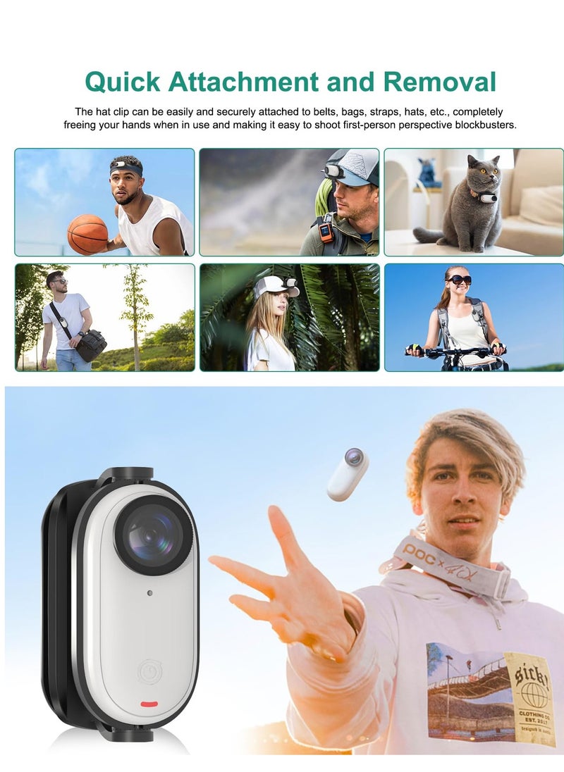 SYOSI - Camera Cap Clip Magnetic Mount Bracket for Insta360 GO3 or GO2 Adjustable Action Camera Baseball Cap Mount Baseball hat Mount for Action Camera  Quick Release Hat Clip for Hands Free Shooting - Image 1