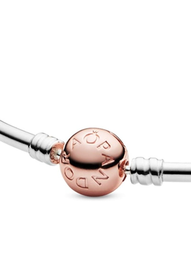 PANDORA - Pandora Moments Two-Tone Bangle - 14k Rose Gold & Sterling Silver Bangle for Women - Compatible Moments Charms - Features Rose & Sterling Silver - Gift for Her - Image 1