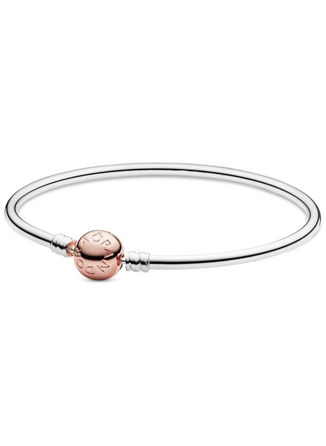 PANDORA - Pandora Moments Two-Tone Bangle - 14k Rose Gold & Sterling Silver Bangle for Women - Compatible Moments Charms - Features Rose & Sterling Silver - Gift for Her - Image 1