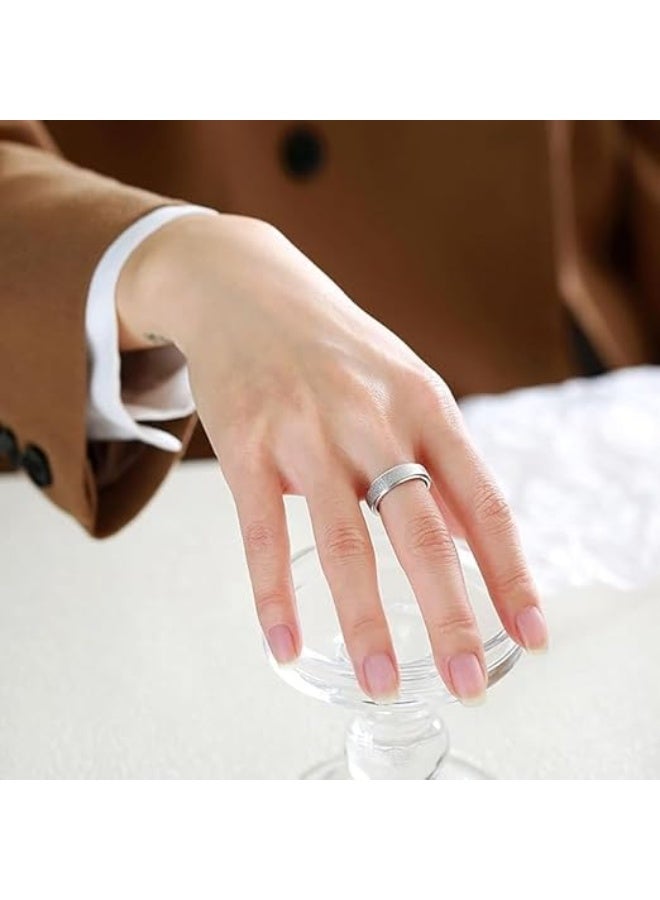 Fayrouz Jewellery Luxury Solitaire Ring Polished Stainless Steel with Shiny Sand Effect, Elegant Design, Simple and Stylish, Rust and Corrosion Resistant, Long Lasting Delicate Shine. - Image 3