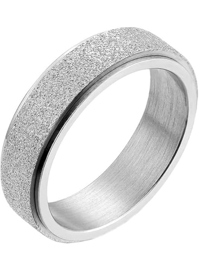 Fayrouz Jewellery Luxury Solitaire Ring Polished Stainless Steel with Shiny Sand Effect, Elegant Design, Simple and Stylish, Rust and Corrosion Resistant, Long Lasting Delicate Shine. - Image 1