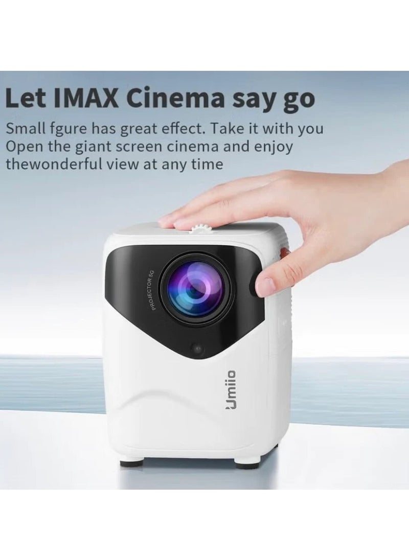 Umiio - Umiio Q2 Projector Bluetooth Quadrangle Trapezoid 5M Projection Distance 1080P Resolution Portable Outdoor Movie Projector Compatible with Smartphone HDMI USB AV Fire Stick - Image 1