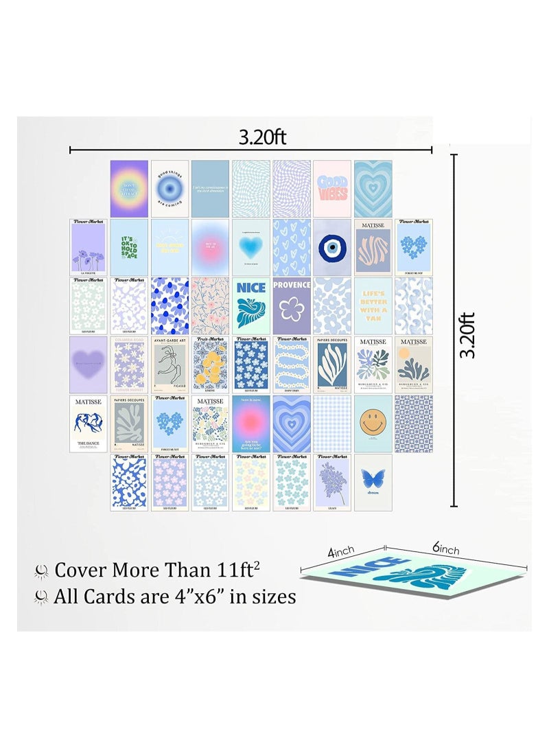 Captaintech Minimalist Wall Art for Blue Room Decor Aesthetic, 50Pcs Danish Pastel Wall Collage Kit Aesthetic Pictures, Decor Aesthetic Posters, Matisse Posters for Room Aesthetic Dorm Wall Decor - Image 4