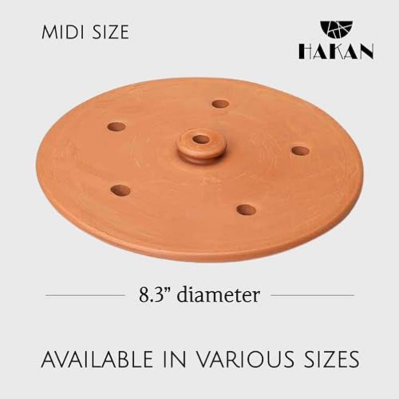 Handmade Clay Pot Dolma Lid Cover, Unglazed Terracotta Grape Leaf Roll Lid, Natural Earthenware Weighted Cooking Grill Press Medium 8.2 in - Image 4
