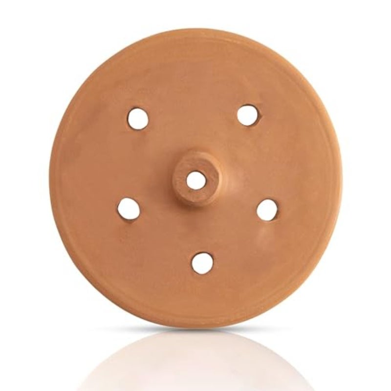 Handmade Clay Pot Dolma Lid Cover, Unglazed Terracotta Grape Leaf Roll Lid, Natural Earthenware Weighted Cooking Grill Press Medium 8.2 in - Image 1