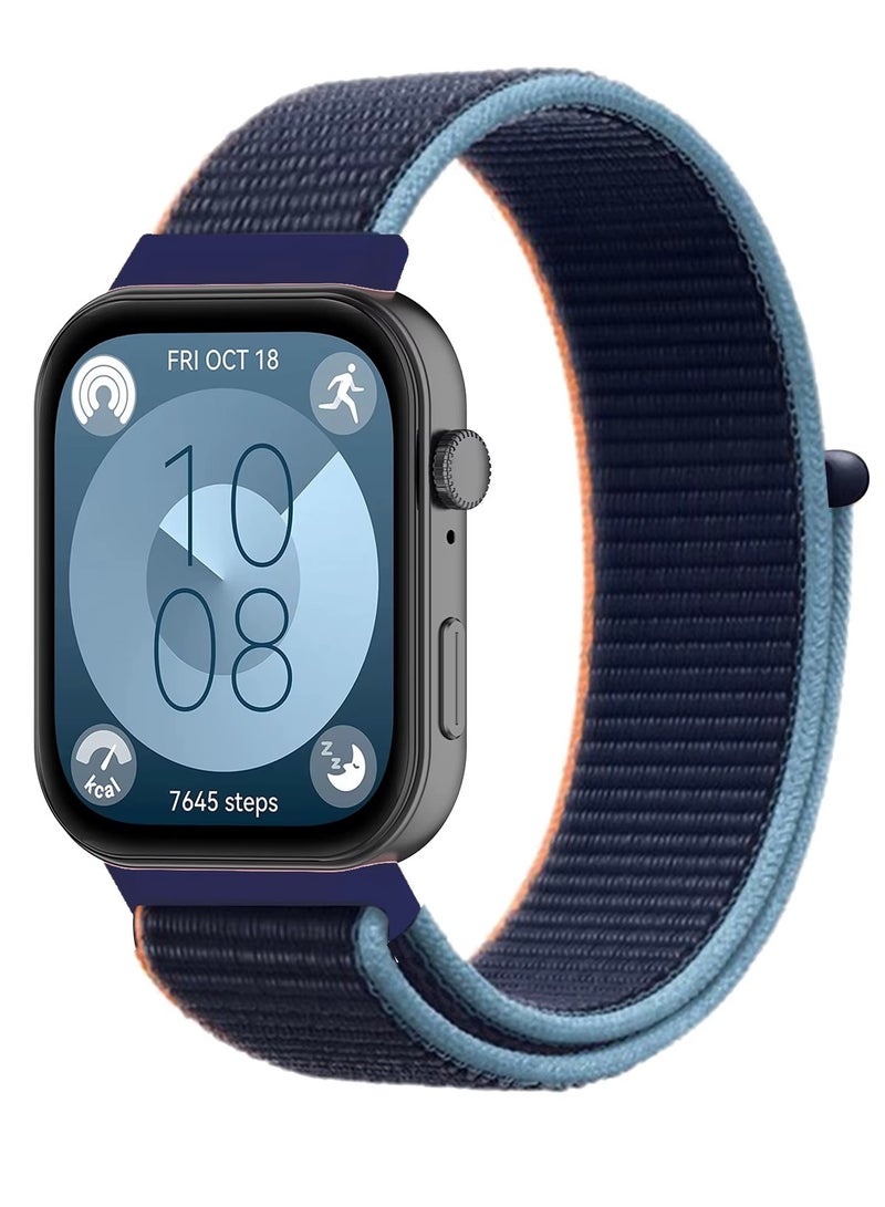Nylon Loop Strap for Huawei Watch Fit 3/4/4 Pro Smartwatch Sport Bracelet Soft Band Correas Accessories (Blue/Orange) - Image 1