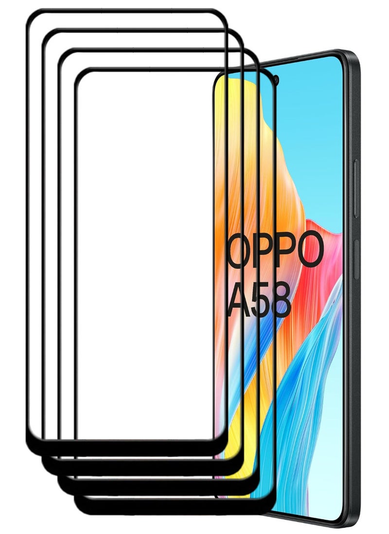 ACLIX 4 Pieces Antistatic ESD Dustproof Premium Quality High Definition Tempered Glass Screen Protector Designed For Oppo A58 4G - Image 1