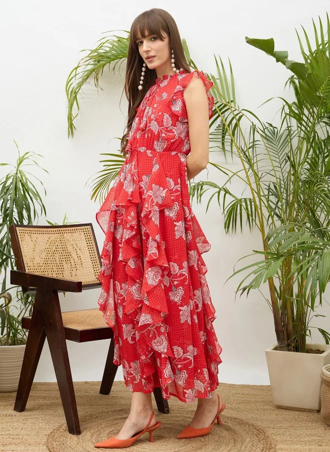 ساسافراس Floral Printed Ruffled Maxi Dress for Women