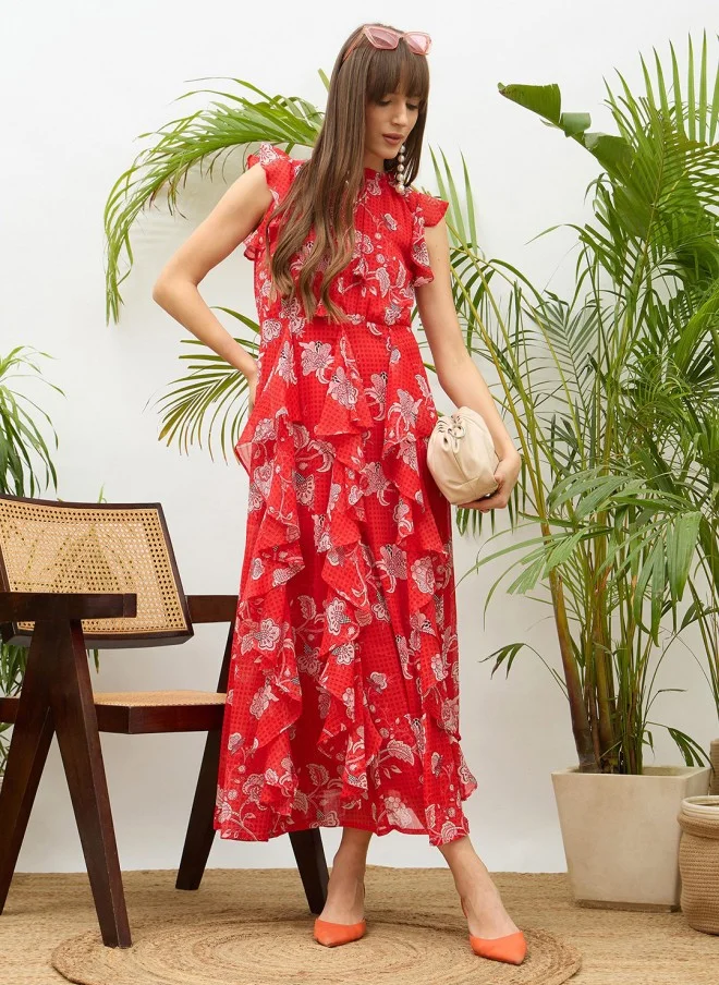 ساسافراس Floral Printed Ruffled Maxi Dress for Women