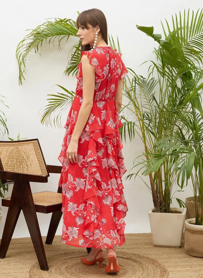 ساسافراس Floral Printed Ruffled Maxi Dress for Women