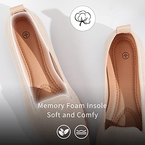 BABUDOG Women's Sparkly Flats Shoes Shiny Mesh Loafers Shoes Soft Memory Foam Flats(Sparkly Apricot Pink.US9) - Image 4