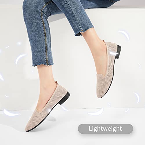 BABUDOG Women's Sparkly Flats Shoes Shiny Mesh Loafers Shoes Soft Memory Foam Flats(Sparkly Apricot Pink.US9) - Image 5