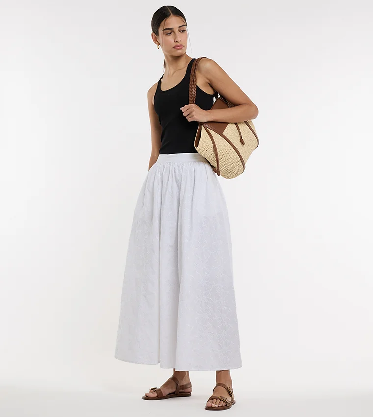 بي سي بي جي BCBG Maxi Length Embroidery Skirt