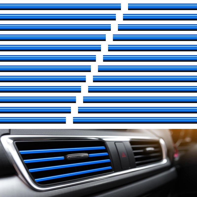 Frienda 20 Pieces Car Air Conditioner Vent Outlet Decoration Strips Universal Waterproof Bendable Car Vent Outlet Trim Decoration Car Interior Accessories for Straight Air Vent Outlet Blue - Image 3