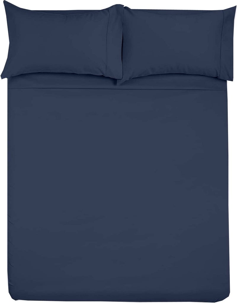 Shreem Linen Microfiber RV Sheet Sets 72x80 Camper King Navy Blue Solid Fits Mattresses up to 8 Inches Deep 4 Piece RV Bed Sheets for Campers Motorhomes and Travel Trailers