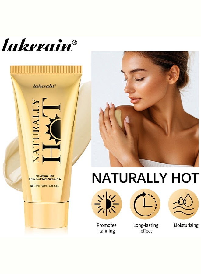 lakerain Naturally Hot Maximum Tan Lotion with Vitamin A for Deep Golden Tan and Skin Hydration 100ml - Image 1