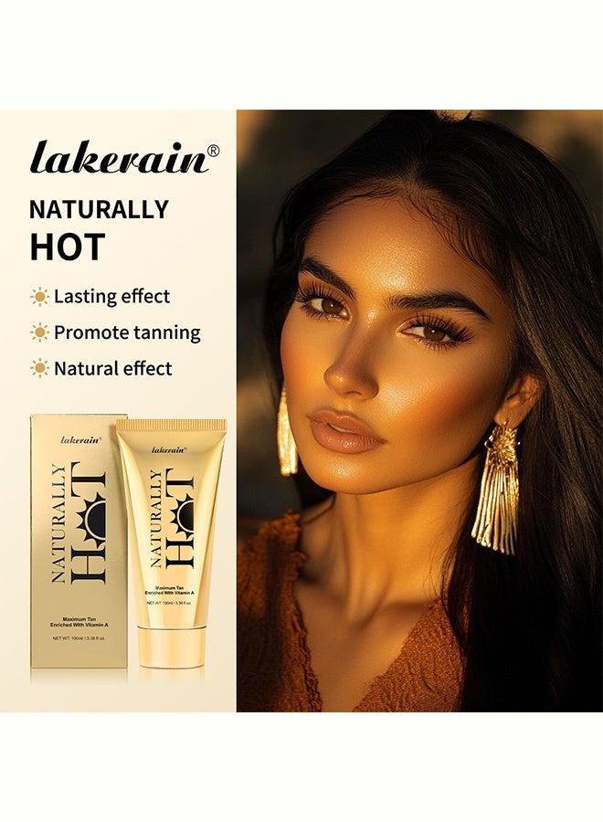 lakerain Naturally Hot Maximum Tan Lotion with Vitamin A for Deep Golden Tan and Skin Hydration 100ml - Image 2