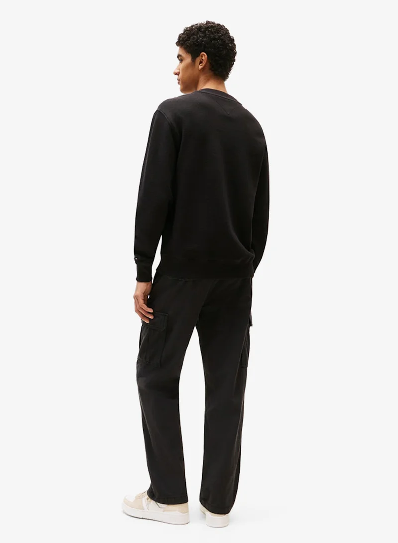 TOMMY JEANS Waffle Scrip Regular Fit Pullover Sweatshirt