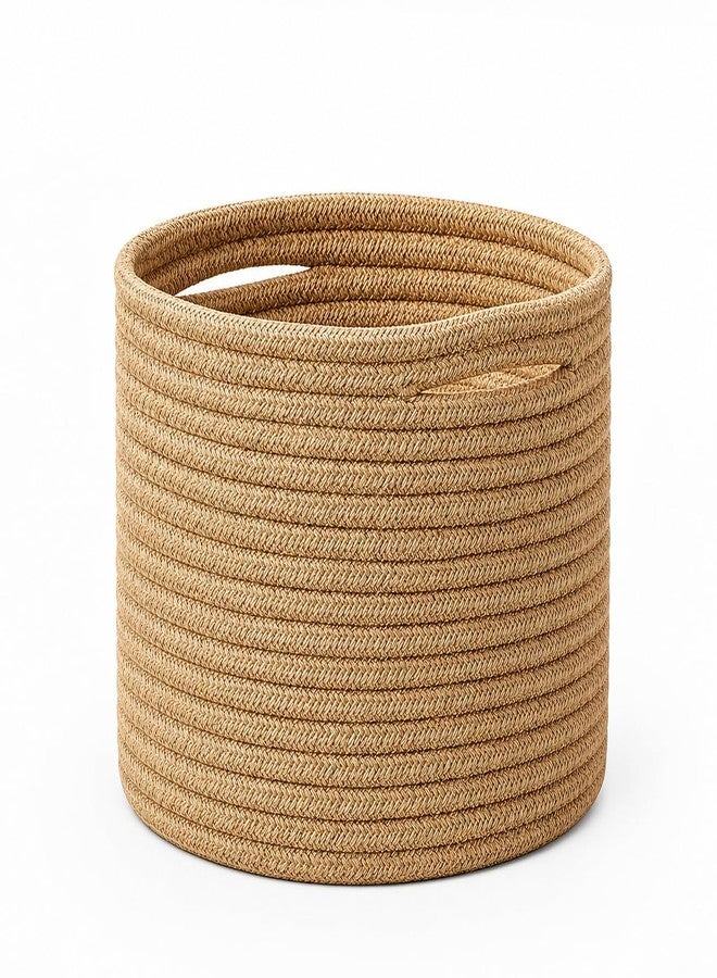 Adhigams Jute Rope Storage Basket Organizer Bin Decorative Woven Container Multipurpose Clothes Towel Holder Handmade Braided Round Utility Home Decor Basket Pack of 1 Natural Brown - Image 1