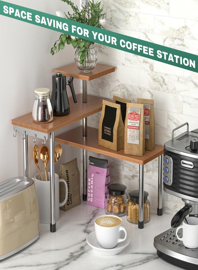 ZHWS Bathroom Counter Organizer Corner Countertop Shelf Adjustable 3 Tier Corner Shelf Kitchen Counter Organizer with 4 Metal Hooks for Bathroom Counter, Makeups, Dresser Table, Over Sink - Image 3