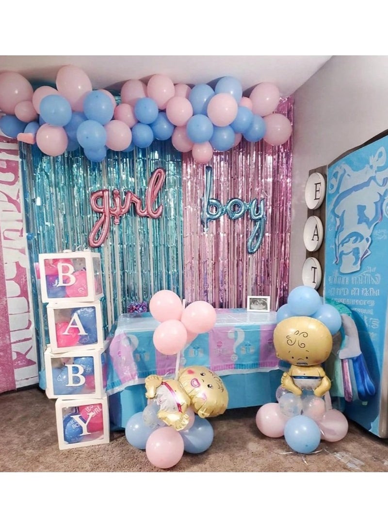Baby Shower Decorations Set of 4 White BABY Balloon Boxes and 40 Pink and Blue Gender Reveal Balloons - Image 2