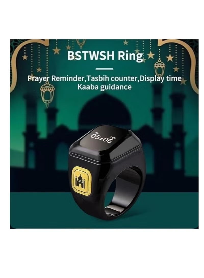 BSTWSH Zikr Ring Smart Ring – 20mm Wearable Tasbih Counter with Vibration Reminder, Bluetooth Connection, IQIBLA App, 5 Daily Prayer Reminders, OLED Display – Stylish & Functional for Modern Muslims - Image 5