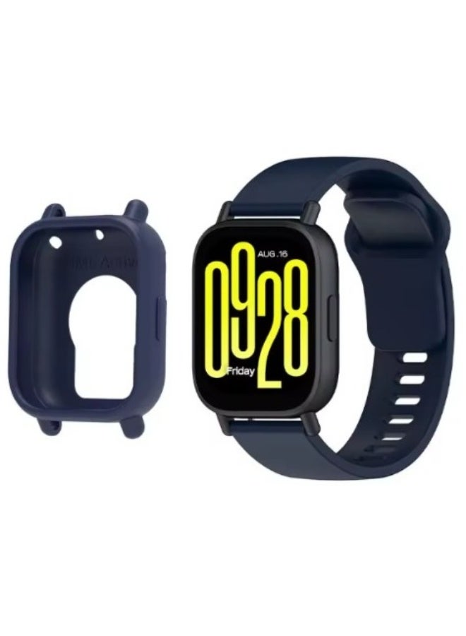 Soft silicone case for Redmi Watch 5 Lite, shockproof screen protector, accessory protective frame Blue