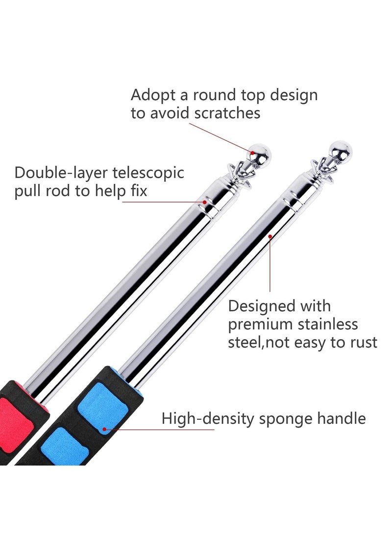 Telescopic Flag Pole, Portable Pole for Camping with Lanyard, 2m Poles Stick Tourist Guide Travelling Presentation Pointer 2pcs, Random Color - Image 2