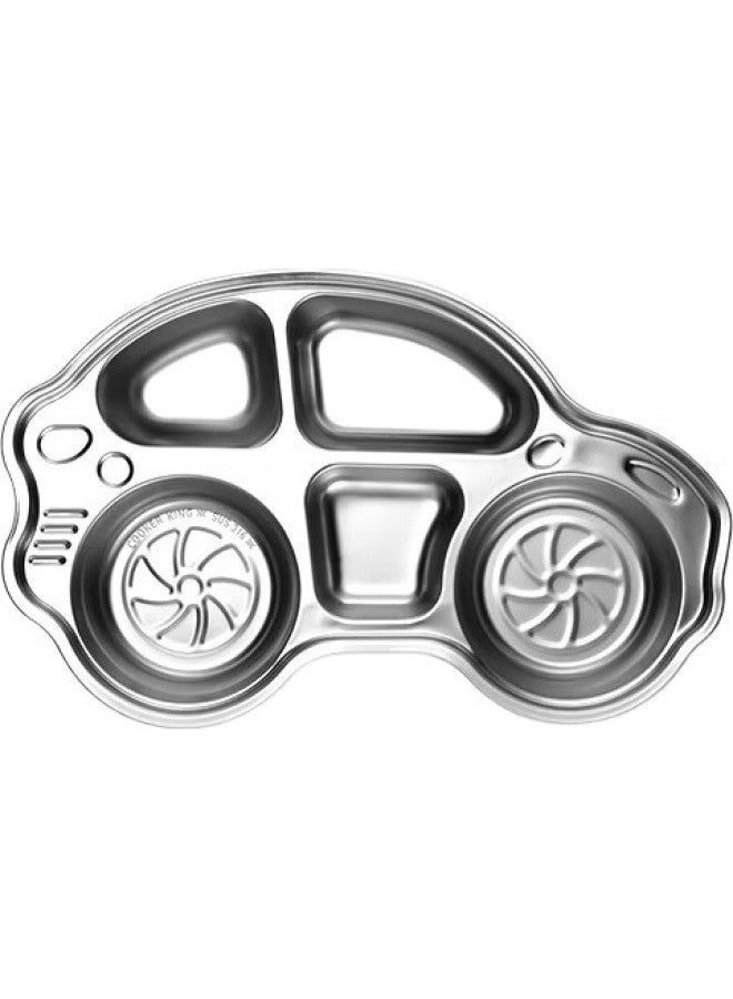 COOKER KING Chuidahuang Full Stainless Steel 316 Meal Tray Lunch Box Bowl, Children'S Divided Cartoon Tray, Super Car, Five Compartments 630Ml - Image 1
