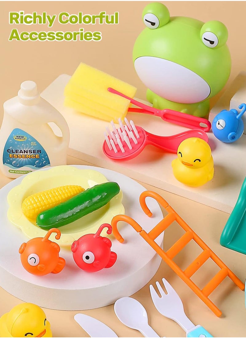 LENND Play Sink with Running Water, Kitchen Sink Toys with Upgraded Electric Faucet, Play Kitchen Toy Accessories, Pool Floating Fishing Toys for Water Play, Kids Role Play Dishwasher Toy  - Image 4