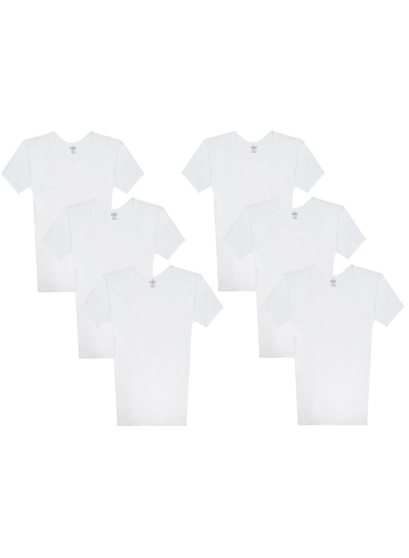 Fashion Academy Mens Inner T-Shirt White pack of 6 - Image 1